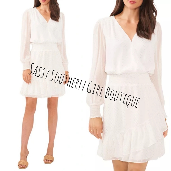 ⭐🆕 Vince Camuto white and gold metallic print mini dress - Picture 7 of 15